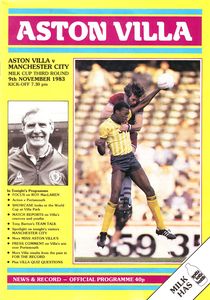 Aston Villa v Manchester City Milk Cup 3rd Round 1983/84